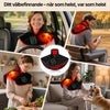 Collage med personer som använder Silky Planets värmedyna i bilen, i parken, i köket och i soffan