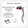 Översikt av Silky Planet massageapparats dubbla massagehuvud och utbytbara tillbehör.