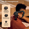 Tre olika massagehuvuden för Silky Planet massagepistol Pro+: kuddformat huvud, standard kulhuvud och tumhuvud.