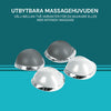 Fyra utbytbara massagehuvuden i två varianter till Silky Planet massageapparat.
