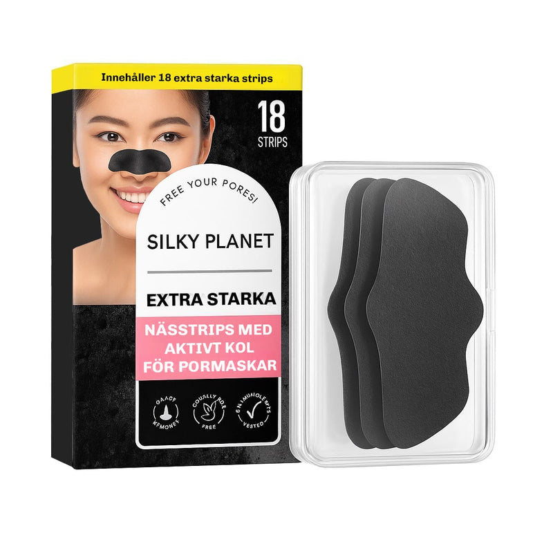 Silky Planet Aktivkholestrips – djuprengörande porstrips för näsa och T-zon