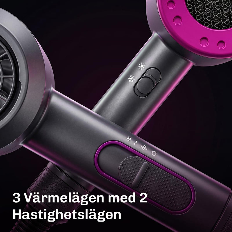 AirFusion hårfön som motverkar friss och lämnar håret mjukt, slätt och glansigt.