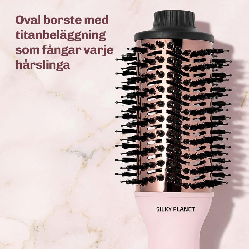 Blowout-borste som skapar fylliga frisyrer med slät finish och professionellt resultat.