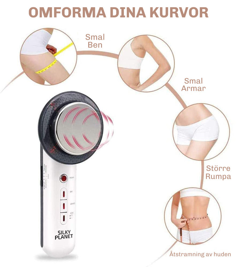 Silky Planet CelluX på magen – stimulerar cirkulation och jämnar ut hudstrukturen