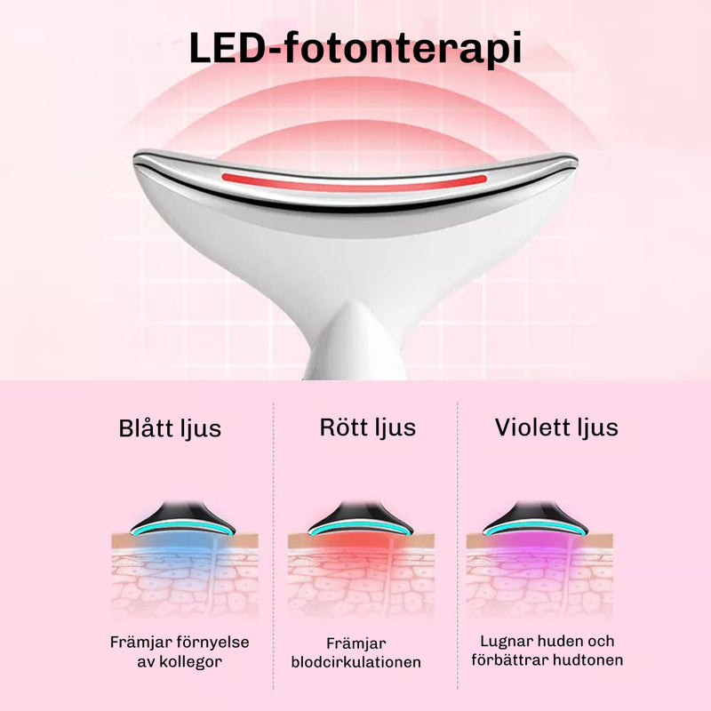 Detaljvy av LumiFace – ergonomisk design och hudvänliga kontaktpunkter