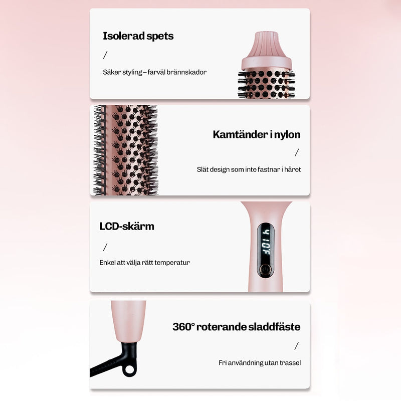 Keramisk ytbeläggning skyddar håret och minskar värmeskador.