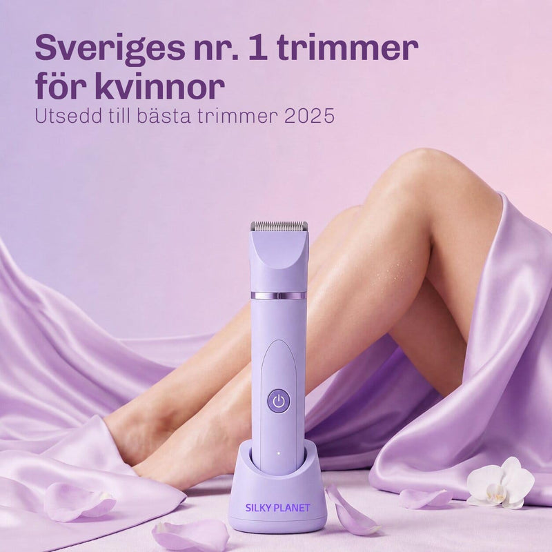 SilkyPlanet TrimCare intimtrimmer för säker och skonsam trimning av intimområdet.