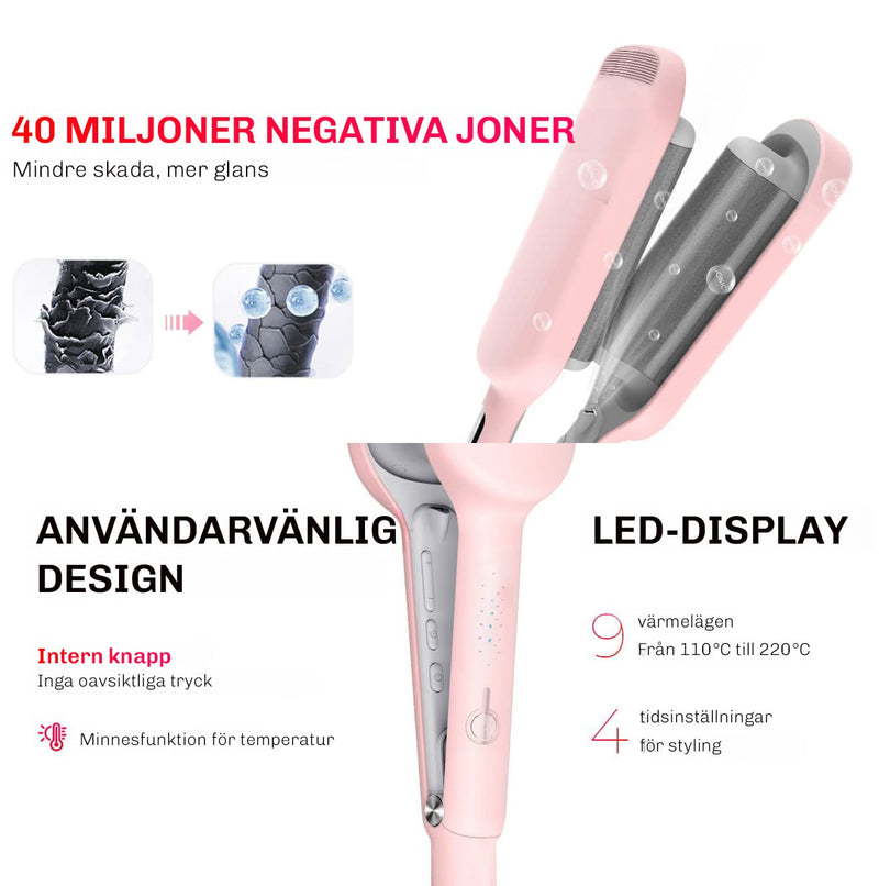 Före-efter jämförelse med NovaCurl joniskt vågjärn – mjukare, mer definierade vågor