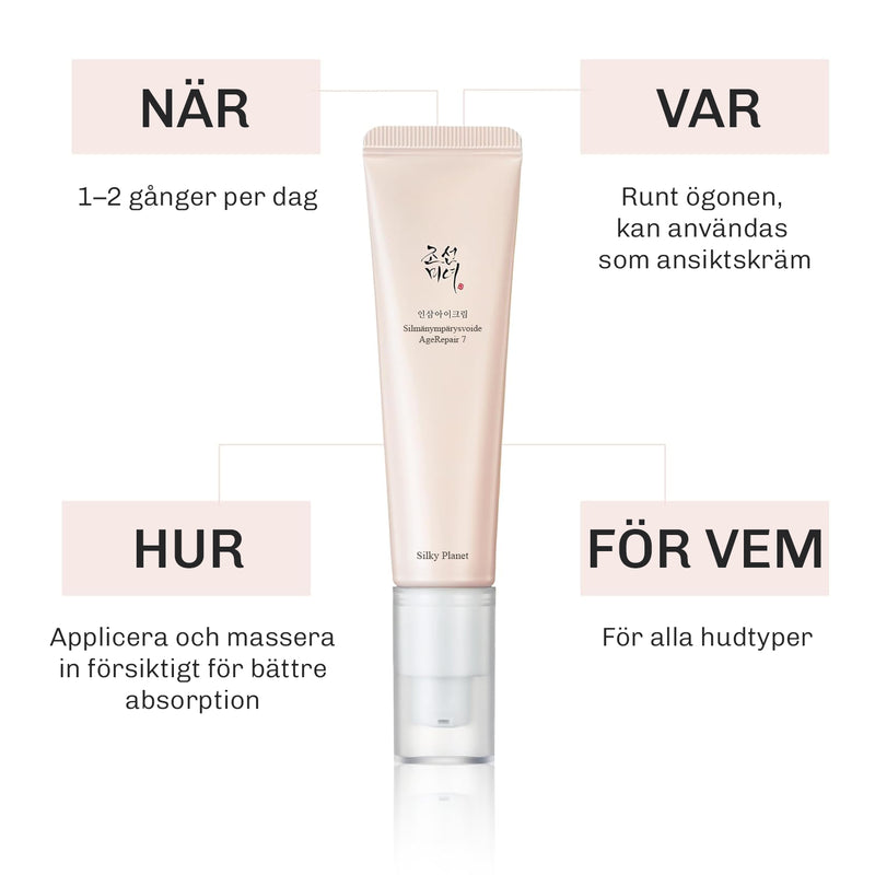 Verkar mot mörka ringar och trötthetskänsla under ögonen.