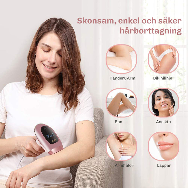 Hudkontaktsensor säkerställer att ljuset endast aktiveras vid korrekt hudkontakt.
