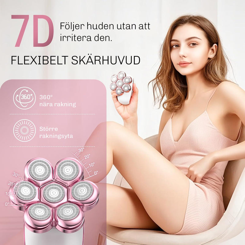 Silky Planet damrakapparat med flexibelt 7D-skärhuvud som följer hudens konturer
