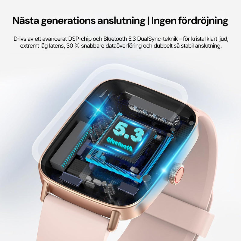 Illustration av klockans DSP-chip och Bluetooth 5.3-anslutning i genomskärning.