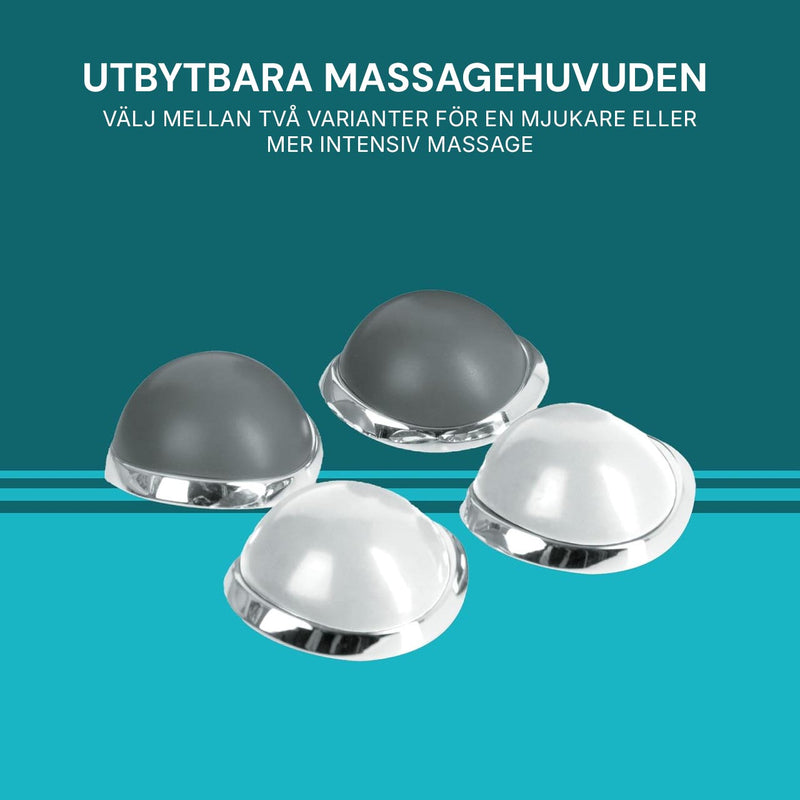 Fyra utbytbara massagehuvuden i två varianter till Silky Planet massageapparat.