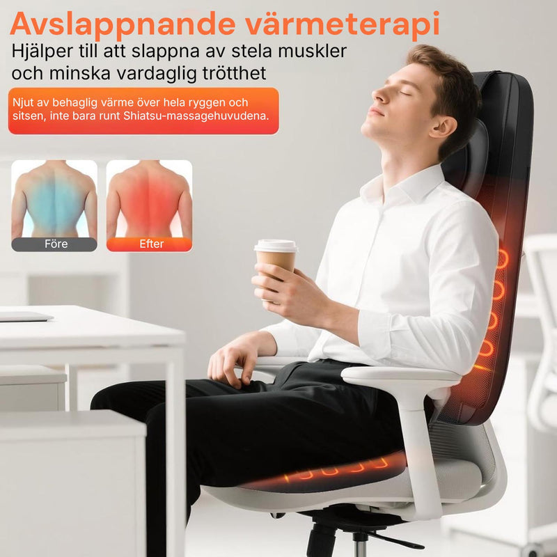 Detaljöversikt av Silky Planet massagesätets funktioner, roterande massagehuvuden, värme och vibrerande massage
