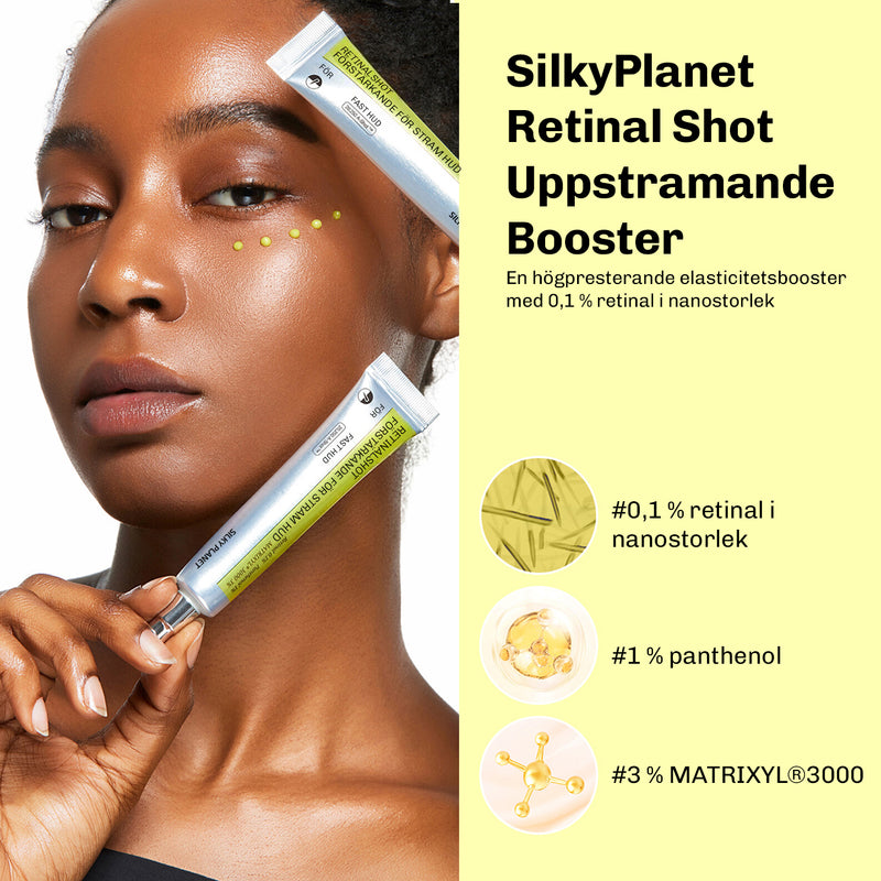 Illustration av den högkoncentrerade formulan i Silky Planet Retinalserum