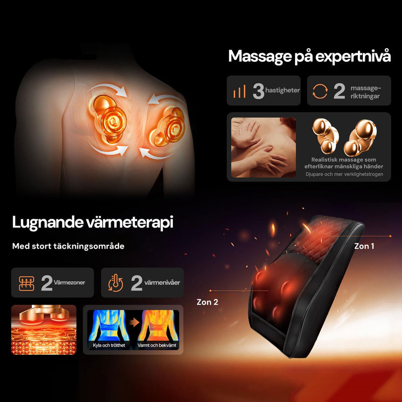 Produktbild som visar massagehuvudena i detalj på Silky Planet shiatsu-massagekudde Pro+