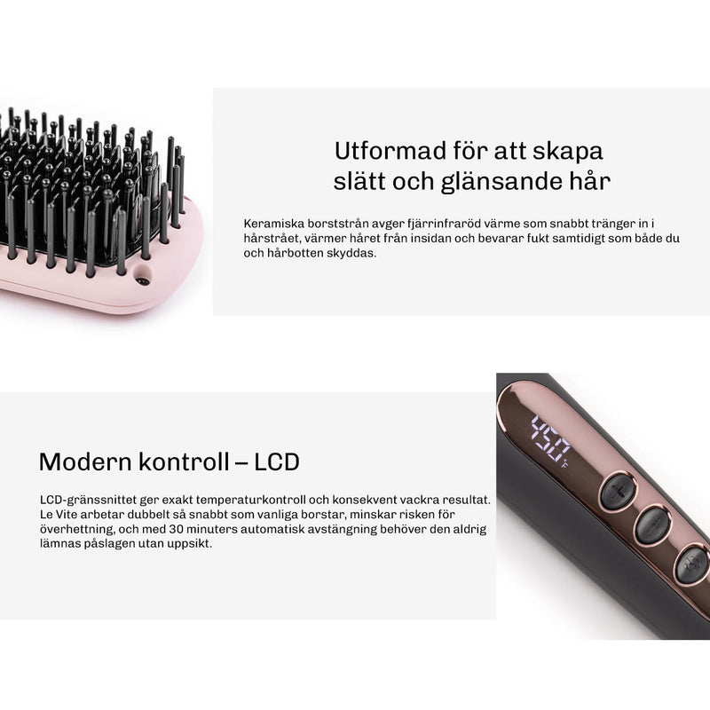 Bild av borststrån och LCD-kontrollen på Silky Planet SilkFlow Ionic värmeborste