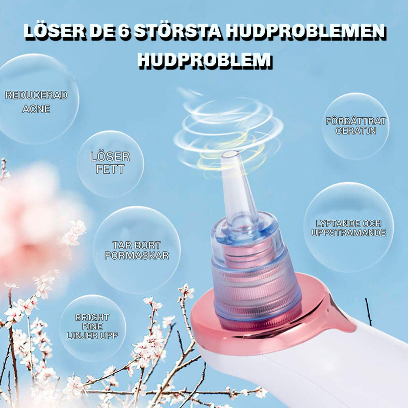 Flera utbytbara munstycken för olika hudområden och behov.